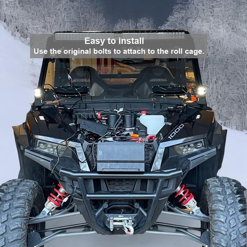 DarSeity Front A Pillar Roll Cage Cube Light Pod Mounting Brackets for Polaris General 2016-2024 & General-4 1000 2017-2022 - Image 4